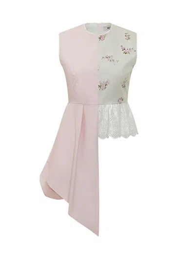 Msgm Sleeveless Asymmetrical Blouse In Neutral