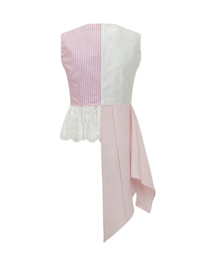 Msgm Sleeveless Asymmetrical Blouse In Neutral