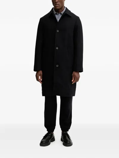 Armani Exchange Buttoned Coat In Black