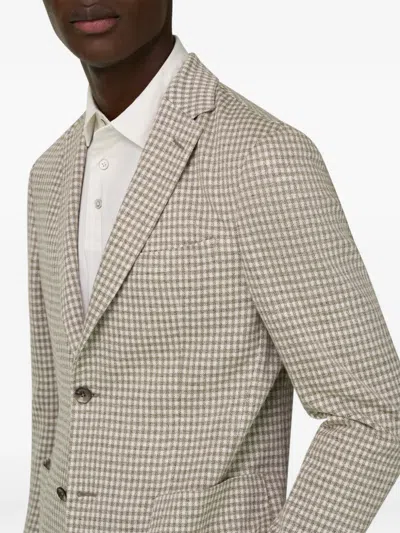 Boggi Milano Micro-patterned Single-breasted Blazer In Neutral