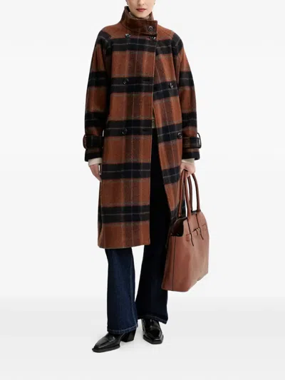 Sessun Bleechecks Checked-pattern Coat In Brown