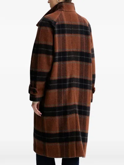 Sessun Bleechecks Checked-pattern Coat In Brown