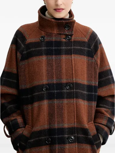 Sessun Bleechecks Checked-pattern Coat In Brown