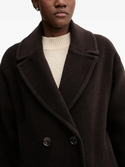Sessun Double-breasted Coat In Brown