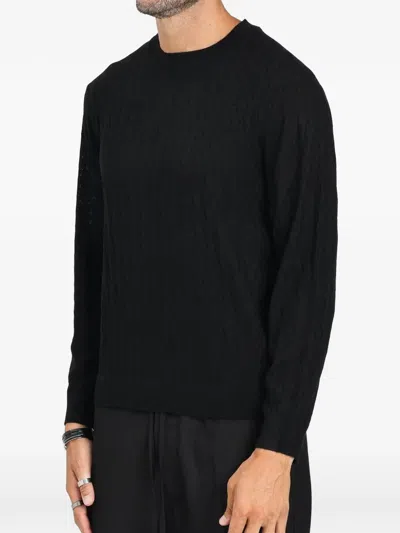 Armani Exchange Diamond-patterned Sweater In Black
