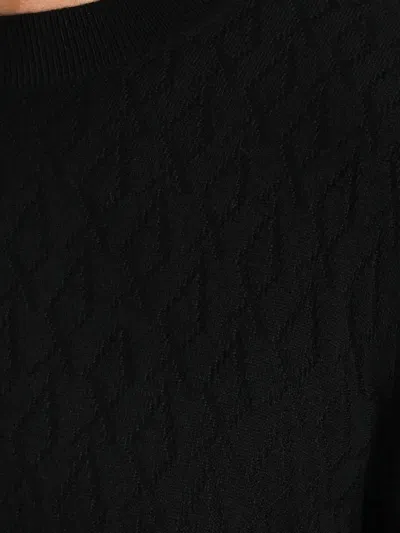 Armani Exchange Diamond-patterned Sweater In Black