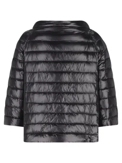 Herno Three-quarter Sleeve Quilted Down Jacket In Black