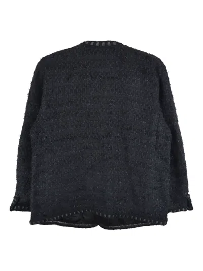 Readymade Heart-button Tweed Jacket In Black