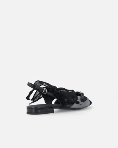 Pinko Gianira Black Ballerinas With Pointed Toe And Decorative Ankle Band In Leather And Fabric Blend Woma