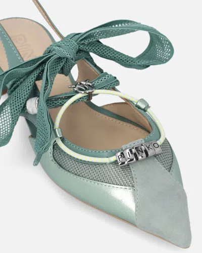 Pinko Bow Pointed Toe Slingback Pumps In Green