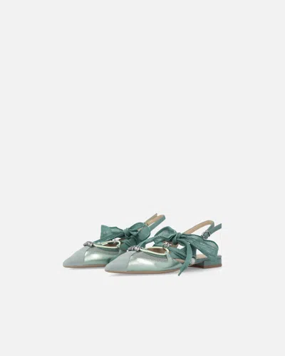 Pinko Bow Pointed Toe Slingback Pumps In Green