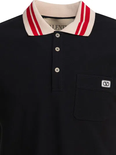 Valentino Garavani Cotton Short-sleeved Polo Shirt In Black