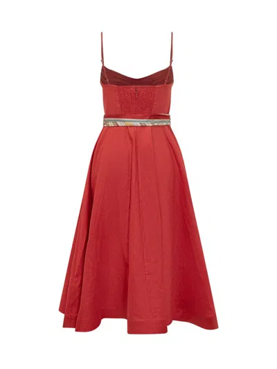 Zimmermann Womens Red Rebellion Tuck Shoulder-straps Linen Midi Dress Xs In Red