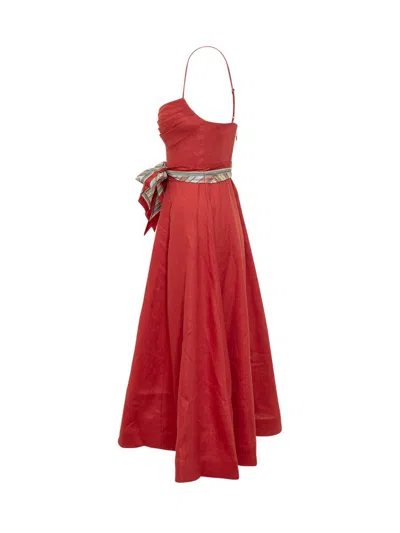Zimmermann Womens Red Rebellion Tuck Shoulder-straps Linen Midi Dress Xs In Red