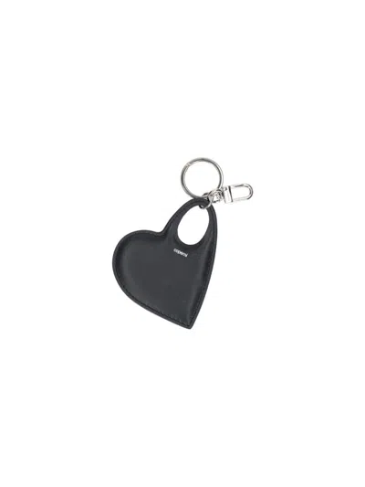Coperni Heart-shaped Leather Keyring In Black
