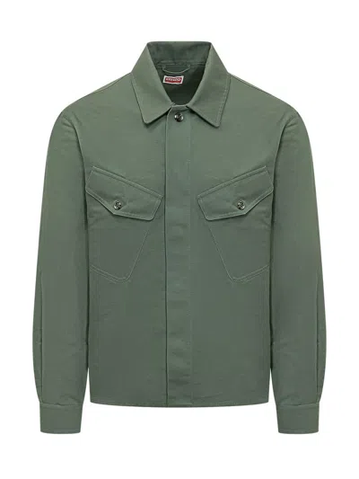 Kenzo Green Regular Solid Shirt In Green