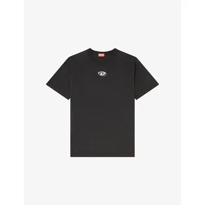 Diesel Mens 900 T-norm-iod Logo-embroidered Cotton-jersey T-shirt In Black