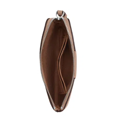 Coach Corner Zip Wristlet In Signature Canvas With Stripe In Beige