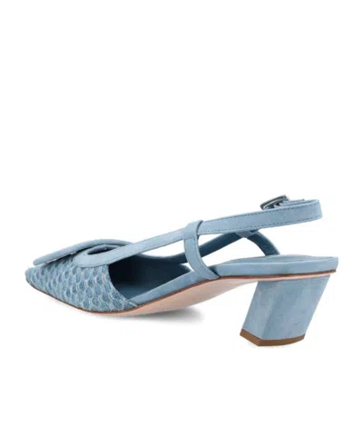 Roger Vivier Belle Vivier Slingback Pumps In Jacquard Denim In Blue