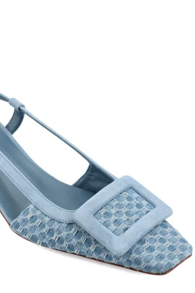 Roger Vivier Belle Vivier Slingback Pumps In Jacquard Denim In Blue