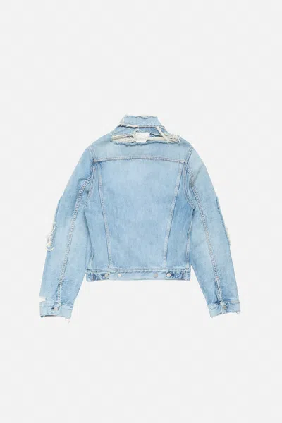 Acne Studios Lapel Long-sleeved Denim Jacket In Blue