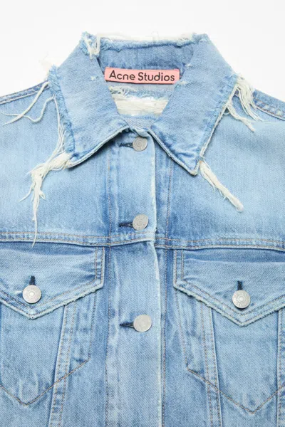 Acne Studios Lapel Long-sleeved Denim Jacket In Blue