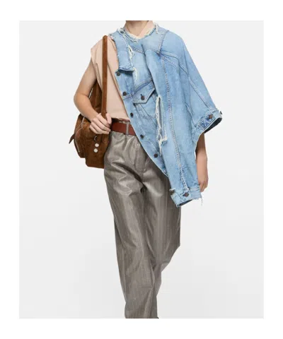 Acne Studios Lapel Long-sleeved Denim Jacket In Blue