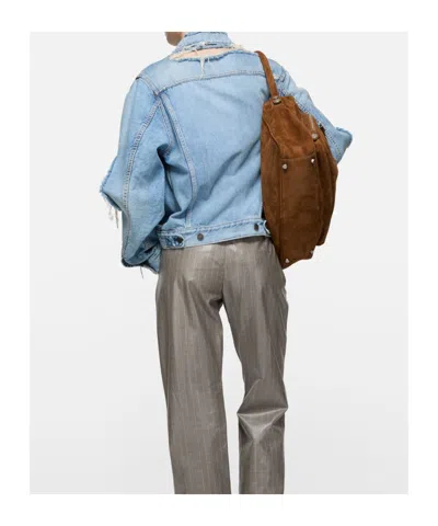 Acne Studios Lapel Long-sleeved Denim Jacket In Blue