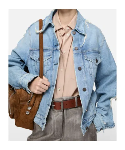 Acne Studios Lapel Long-sleeved Denim Jacket In Blue