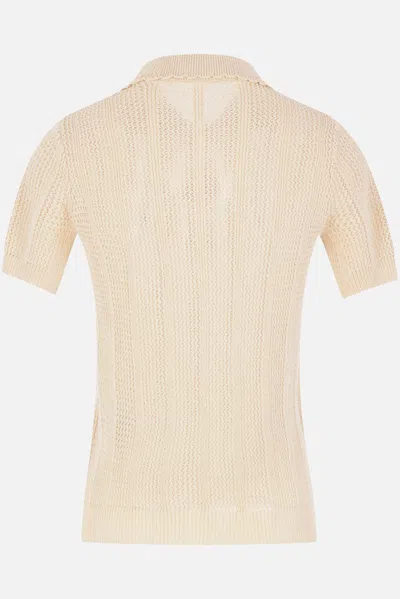 Valentino Embroidered Cotton Knit Polo Woman Ivory Xs In Neutral