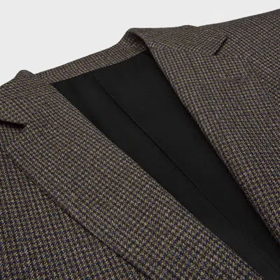 Celine Classic Jacket In Micro Houndstooth Wool In Brown