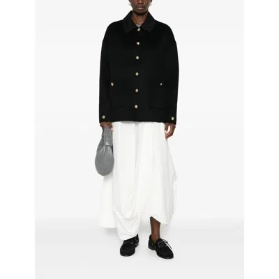 Anine Bing Button Detail Coat Collared Design Pockets In Black