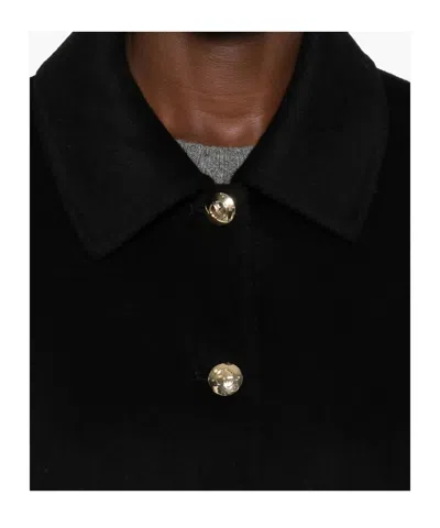 Anine Bing Button Detail Coat Collared Design Pockets In Black