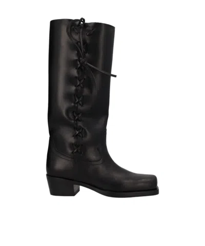 Paris Texas Black Calf Leather Bos Taurus Lace-up Boots In Multi