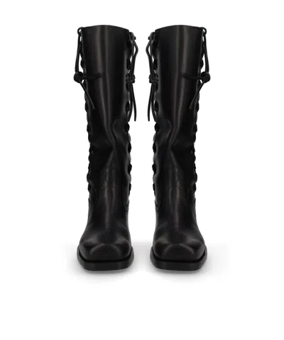 Paris Texas Black Calf Leather Bos Taurus Lace-up Boots In Multi