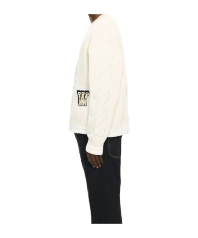 Off-white Star Logo Diagonal Varsity Knit Cardigan In Gray