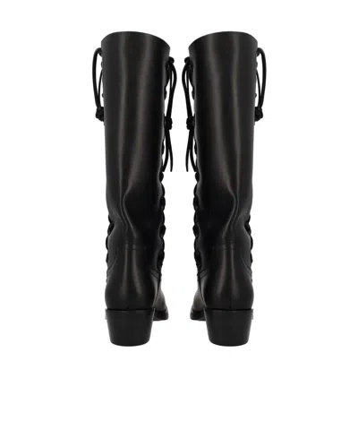 Paris Texas Black Calf Leather Bos Taurus Lace-up Boots In Multi