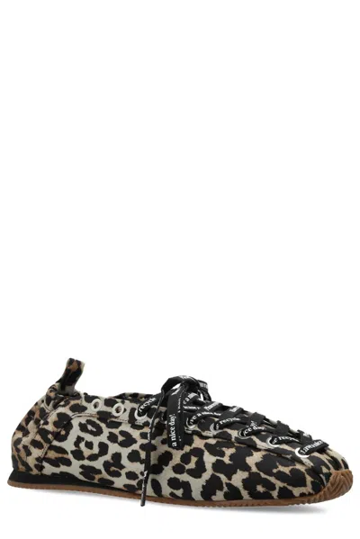 Ganni Ballet-inspired Lace-up Sandals With 0.7 Cm Heel In Black