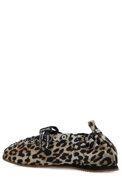 Ganni Ballet-inspired Lace-up Sandals With 0.7 Cm Heel In Black