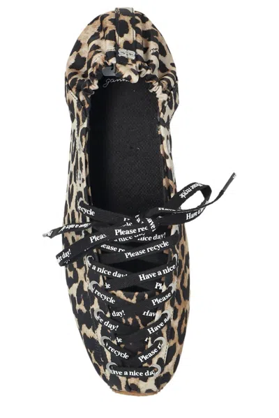 Ganni Ballet-inspired Lace-up Sandals With 0.7 Cm Heel In Black