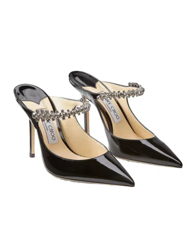 Jimmy Choo Black Pumps With Crystal Strap In Patent Leather Woman In Multi