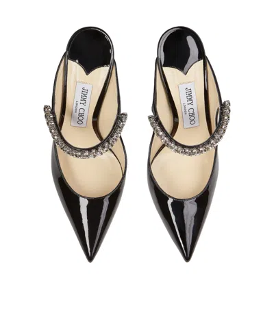 Jimmy Choo Black Pumps With Crystal Strap In Patent Leather Woman In Multi