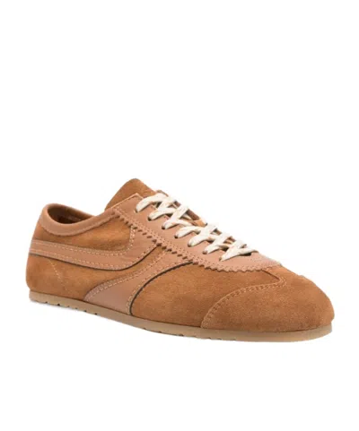 Dries Van Noten Women Beige Low-top Sneakers With Two-tone Lace-up In Suede Woman In Brown