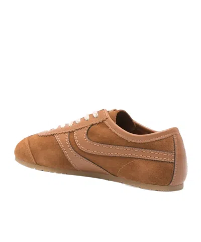 Dries Van Noten Women Beige Low-top Sneakers With Two-tone Lace-up In Suede Woman In Brown