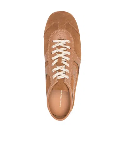 Dries Van Noten Women Beige Low-top Sneakers With Two-tone Lace-up In Suede Woman In Brown