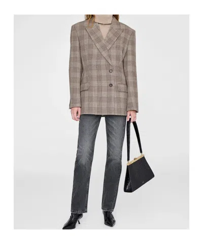 Anine Bing Asymmetric Prince Of Wales Jacket Women In Gray