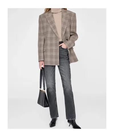 Anine Bing Asymmetric Prince Of Wales Jacket Women In Gray