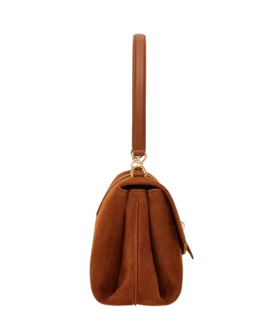 Ferragamo Suede With Gancini Hardware Shoulder Bag In Brown