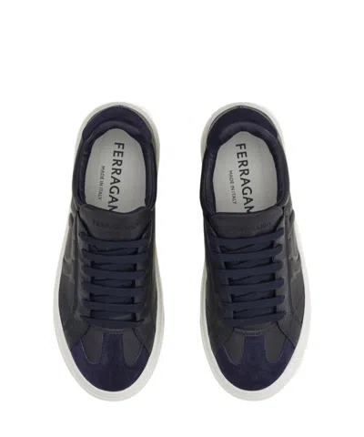 Ferragamo Low Top Sneaker With Gancini Ornament In Black
