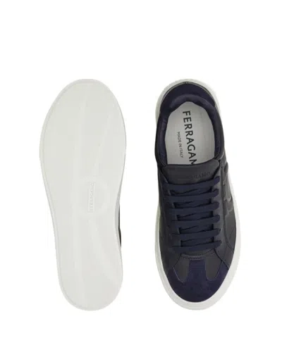 Ferragamo Low Top Sneaker With Gancini Ornament In Black